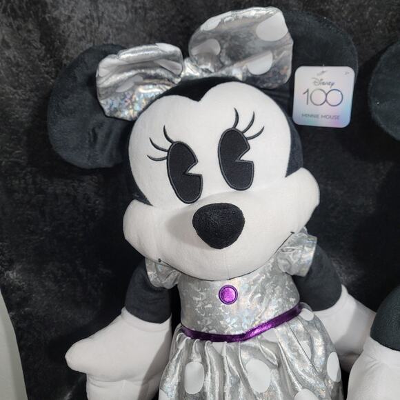 Disney's 100 Years of Wonder NWT Jumbo Minnie Micky Mouse Plush Soft 31" Silver - Picture 5 of 8